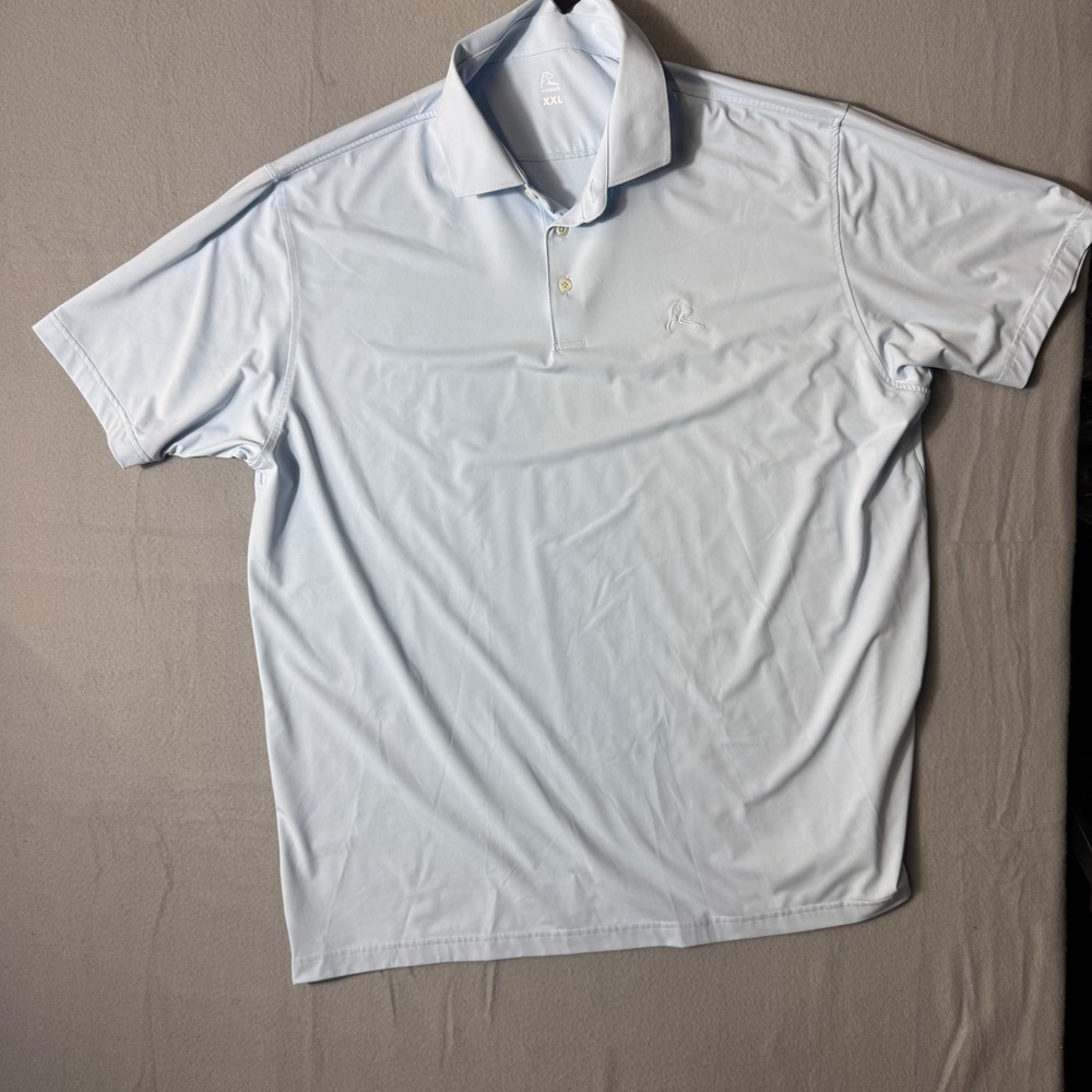Rhoback Performance Polo Shirt Mens XXL Light Blue Short Sleeve Ridge Dog Logo
